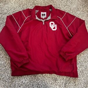 Vintage 58 SPORTS Oklahoma Sooners OU Red Quarter Zip Pullover Jacket Sz Large
